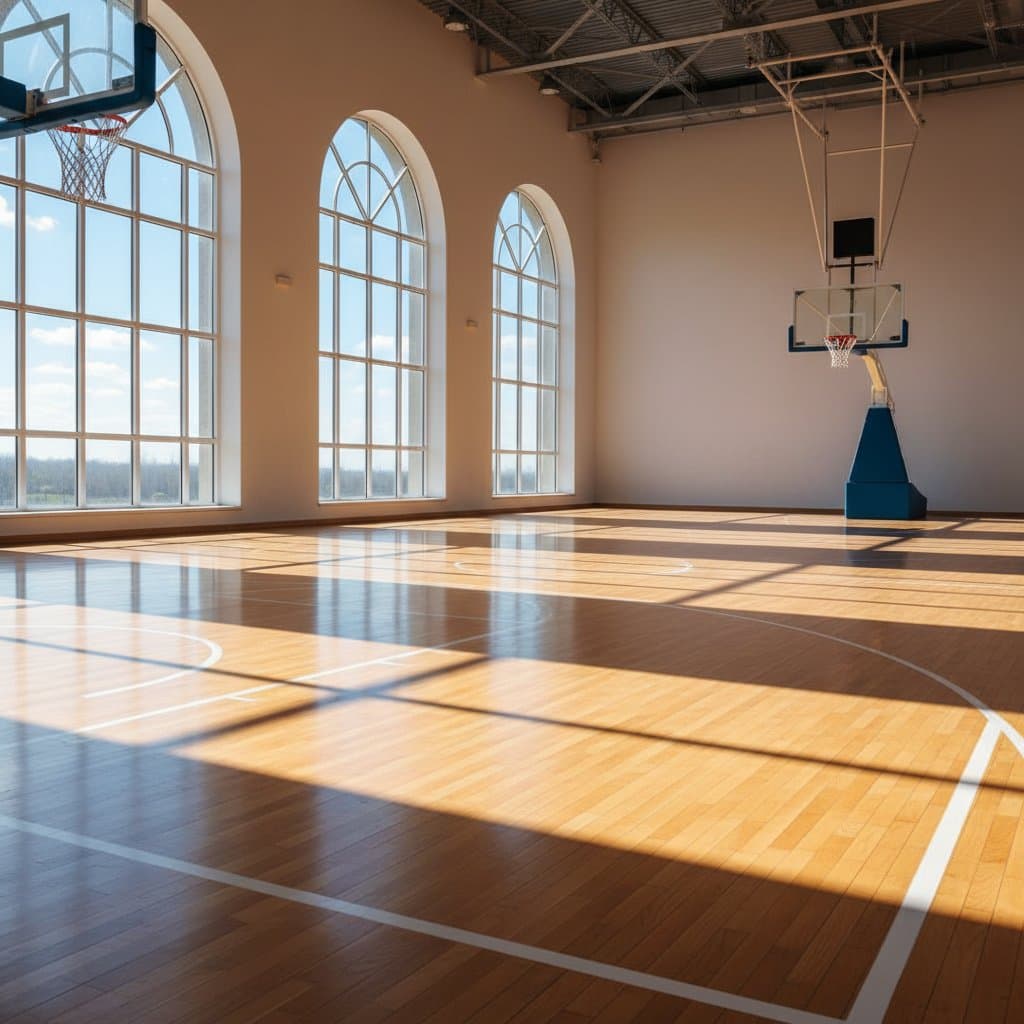 Sunlit basketball court - illustration, Jake Team LLC