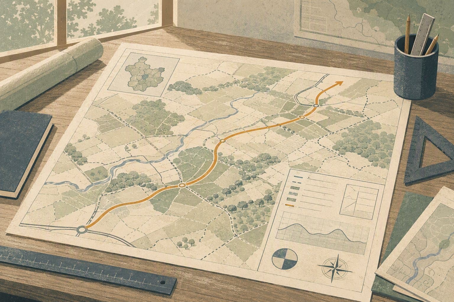 Planned Freeway Route - illustration, Jake Team LLC