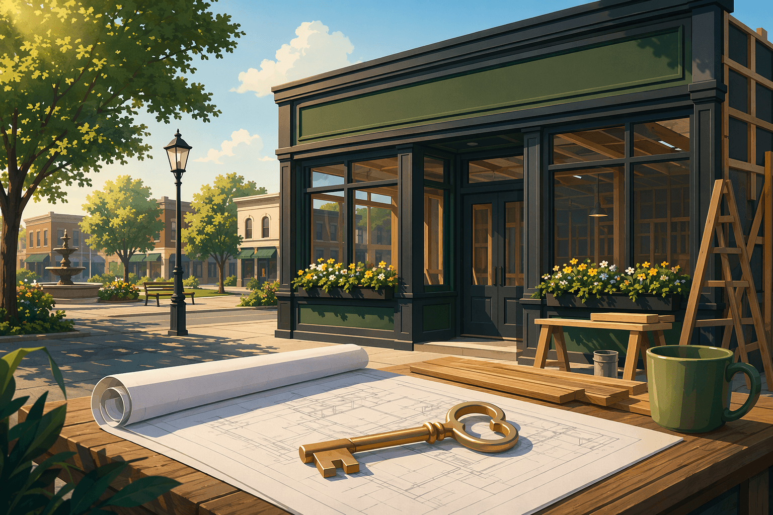 Town center construction - illustration, Jake Team LLC