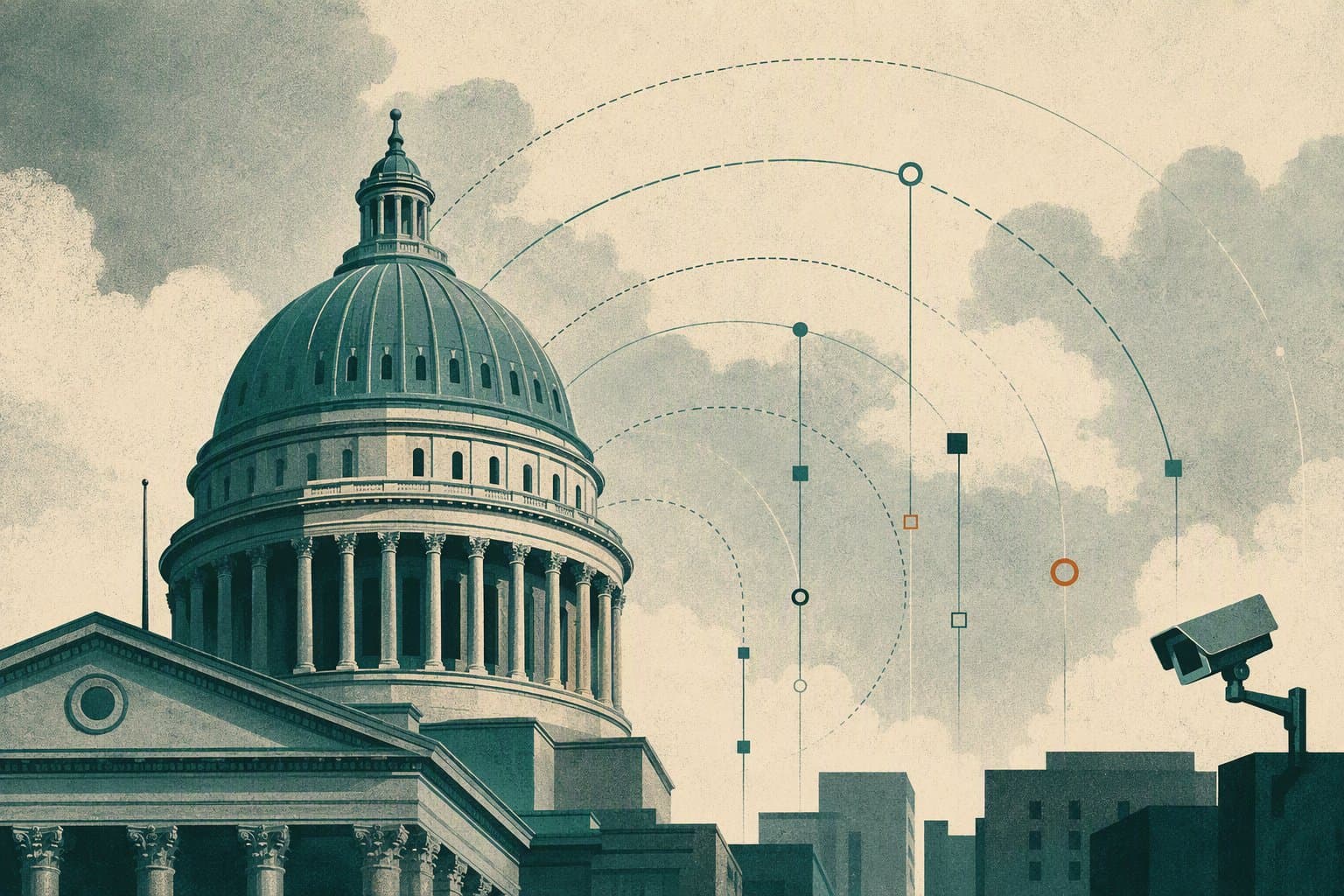 civic surveillance debate - illustration, Jake Team LLC