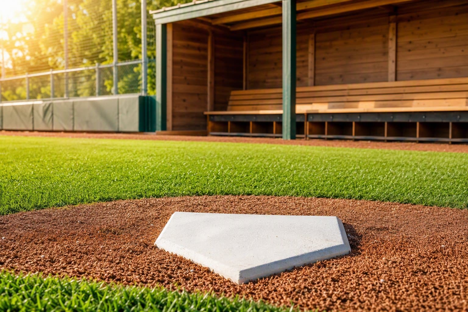sunlit baseball stadium - illustration, Jake Team LLC