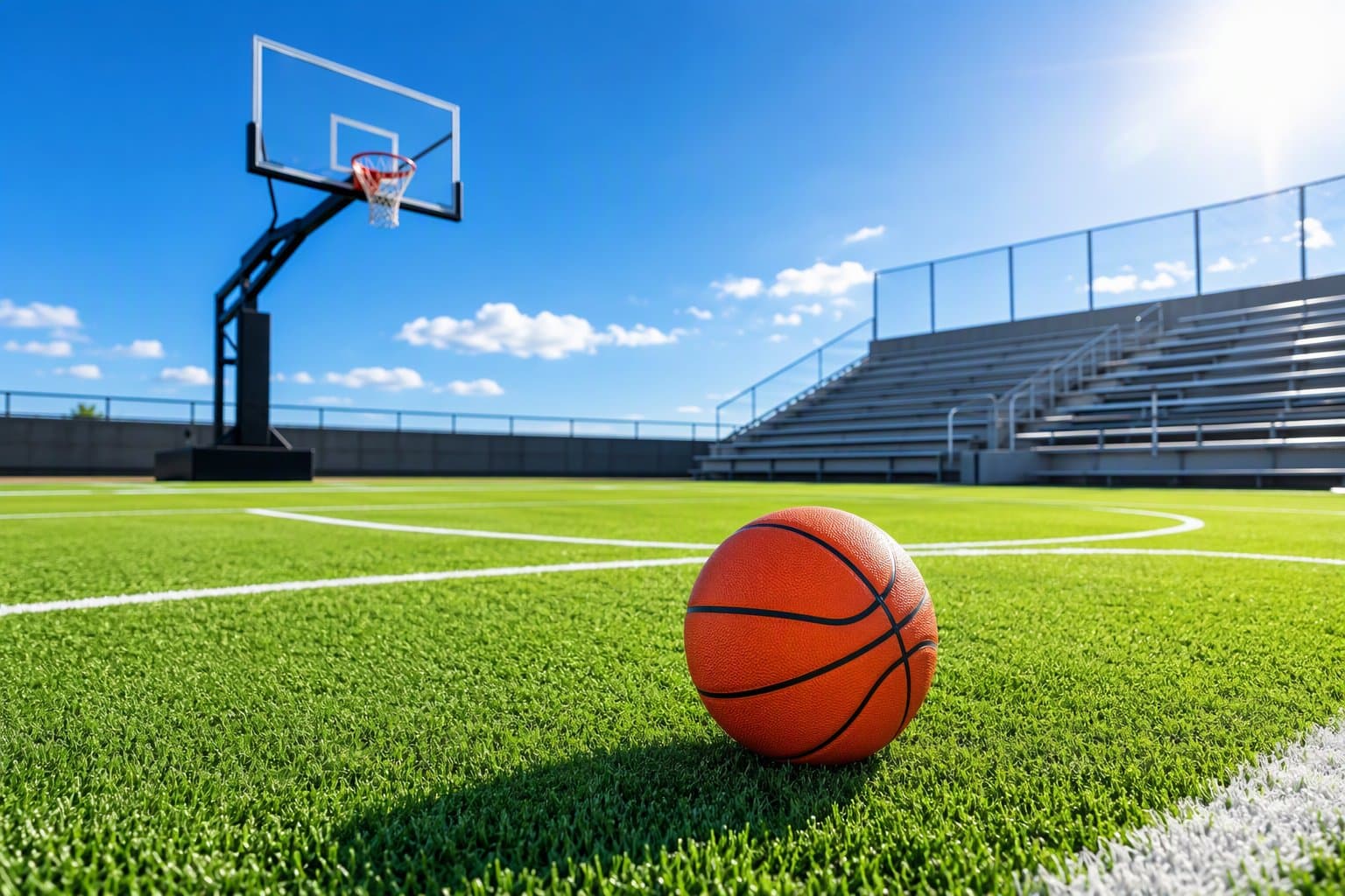 Sunlit Basketball Court - illustration, Jake Team LLC