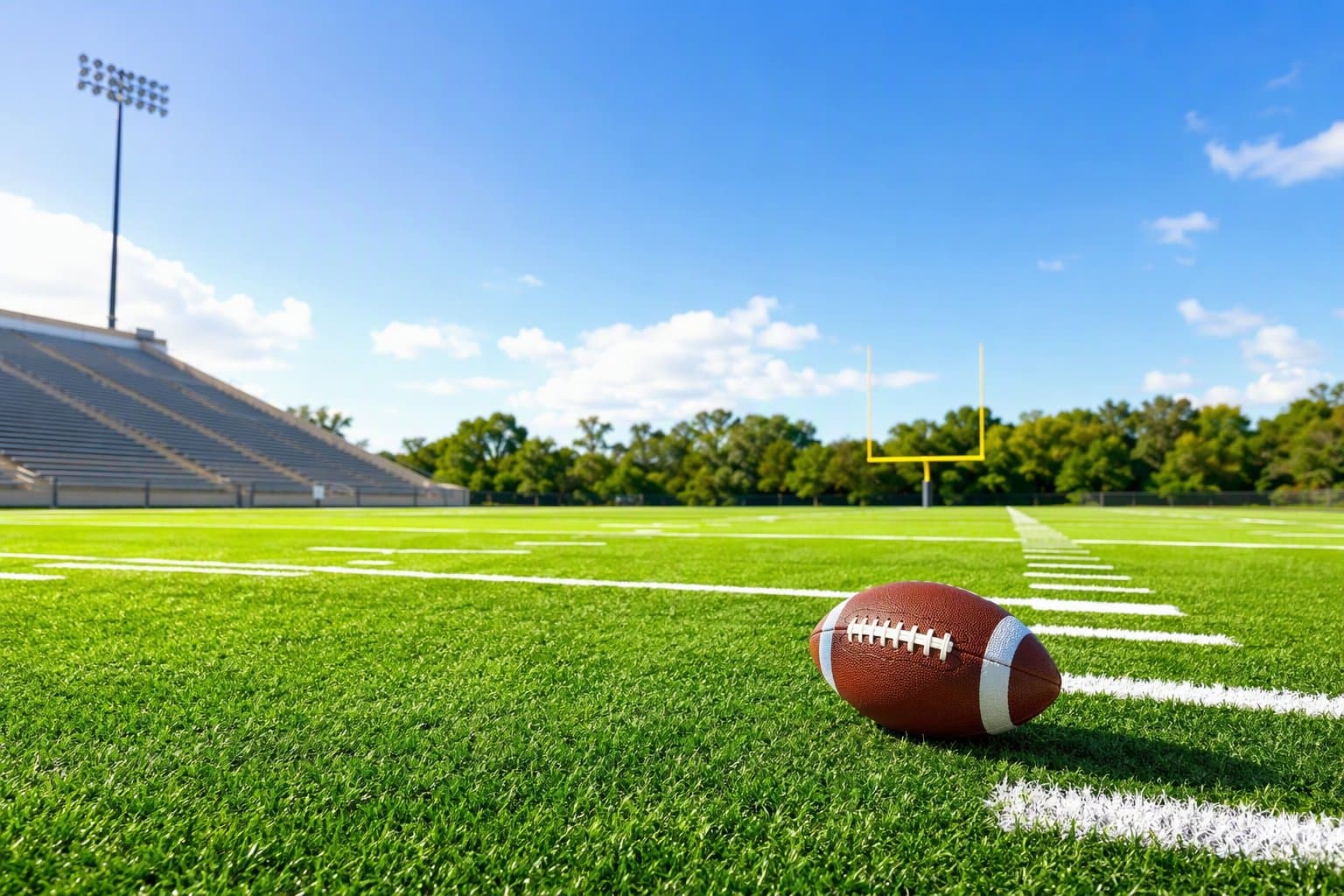 Sunlit football field - illustration, Jake Team LLC