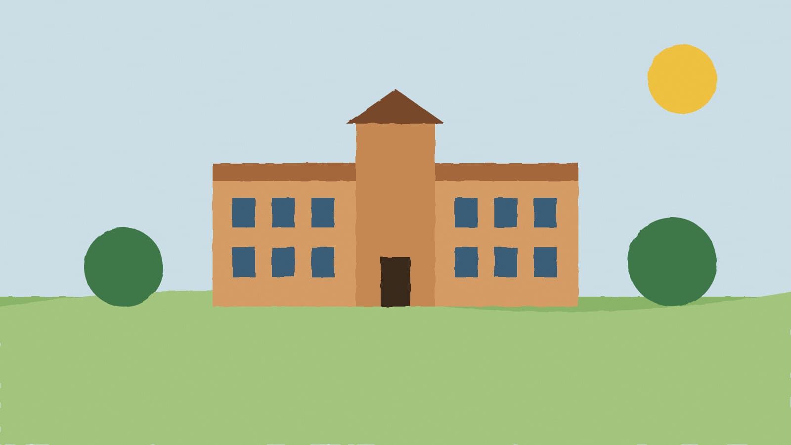 College campus on open land - illustration, Jake Team LLC