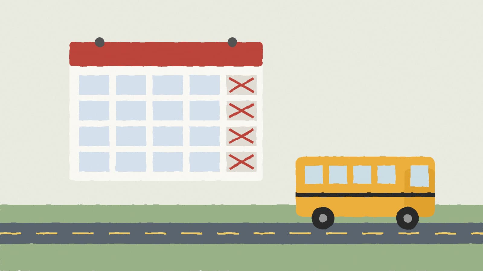 School calendar and bus - illustration, Jake Team LLC