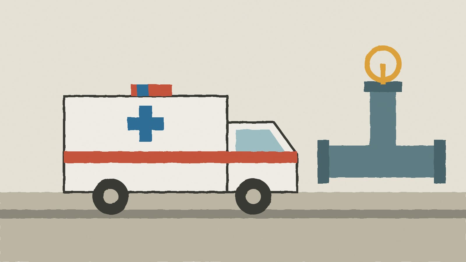 Ambulance and sewer pipe - illustration, Jake Team LLC