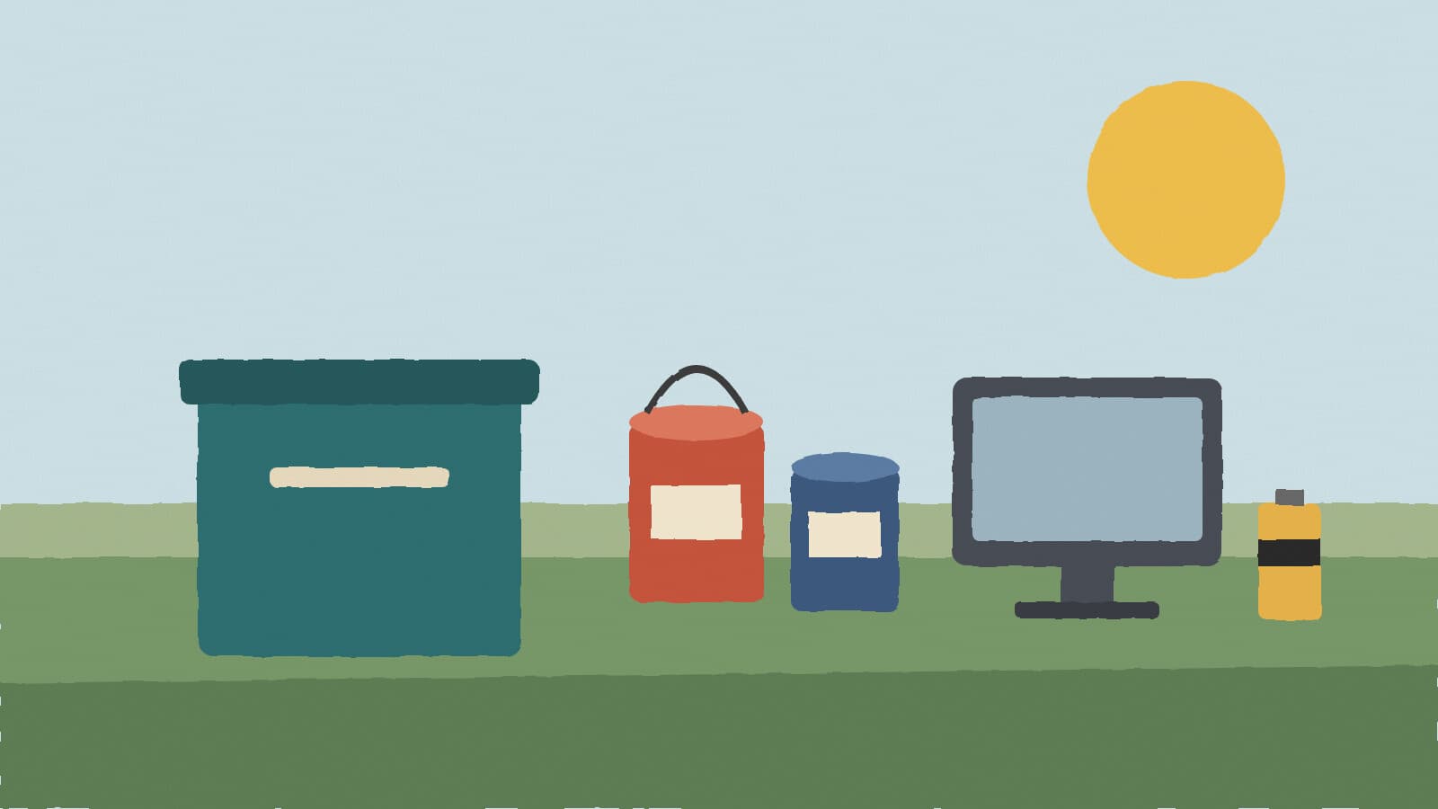 Paint cans and old electronics - illustration, Jake Team LLC