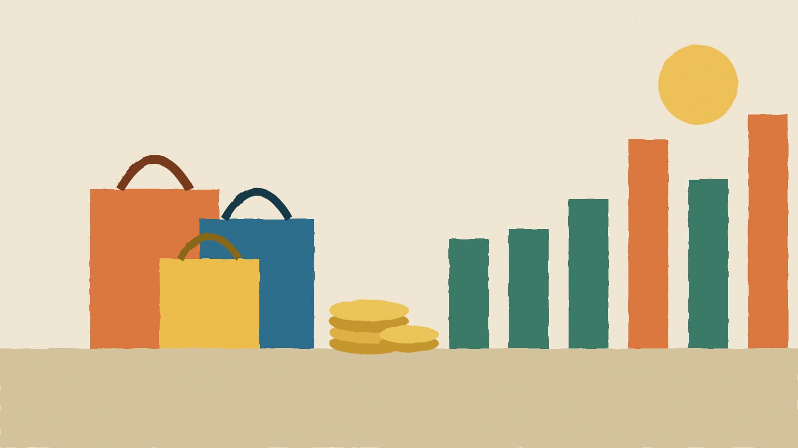 Shopping bags and coins - illustration, Jake Team LLC