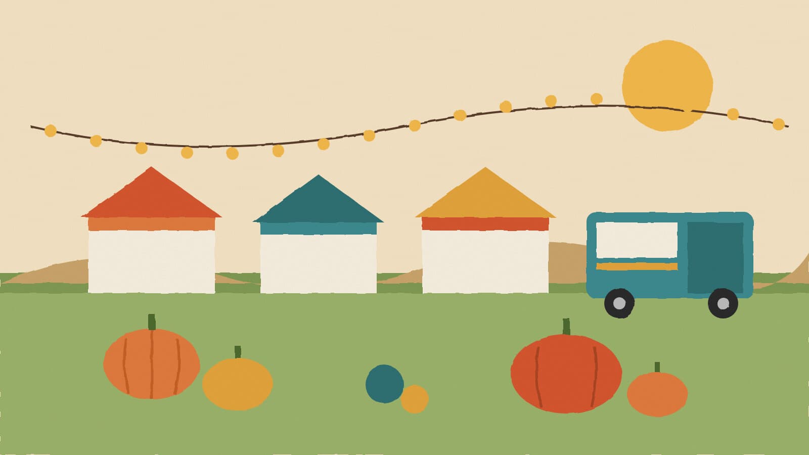 Festival tents and pumpkins - illustration, Jake Team LLC