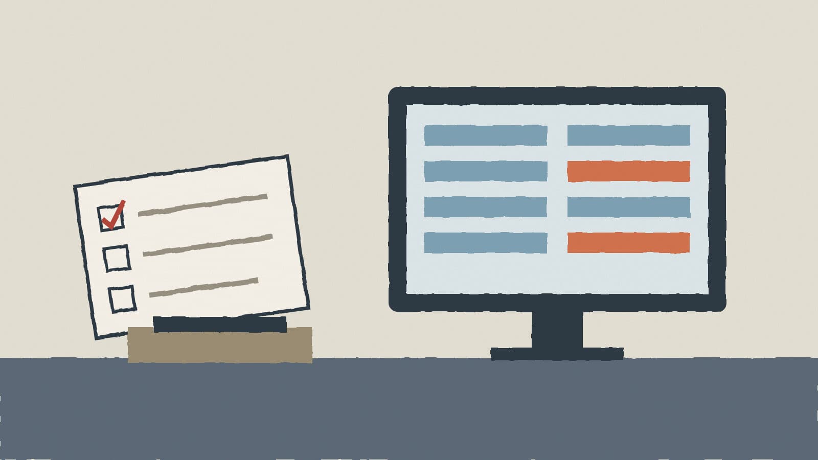 Ballot cards and a data screen - illustration, Jake Team LLC