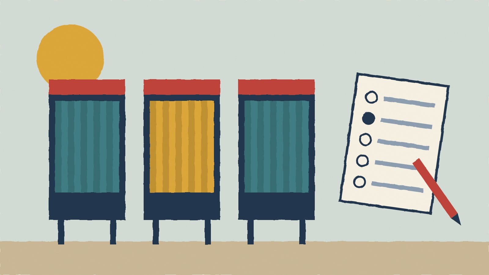 Voting booths and paper ballot - illustration, Jake Team LLC