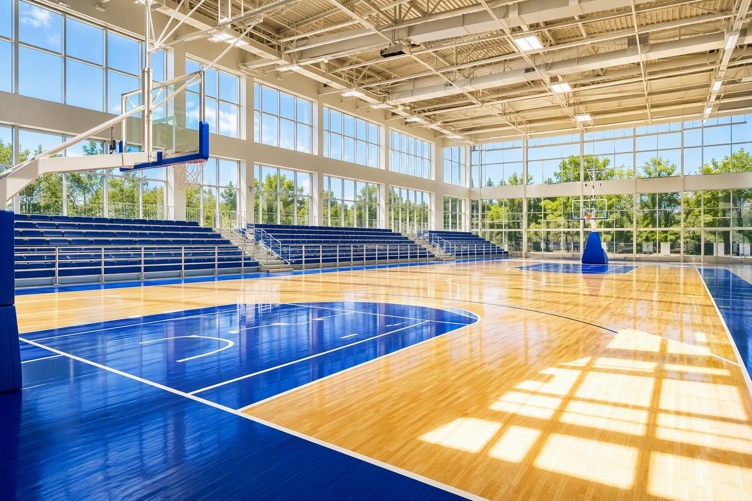 Sunlit basketball court - illustration, Jake Team LLC